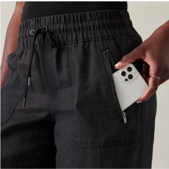 ATHLETA Cabo Linen Wide Leg Pants Black 4/p - Picture 10 of 12